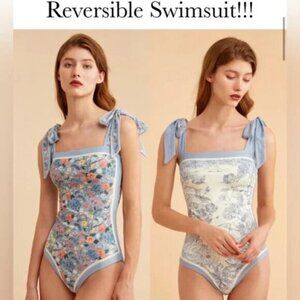 Reversible Tie-shoulder One Piece Swimsuit XL NWOT